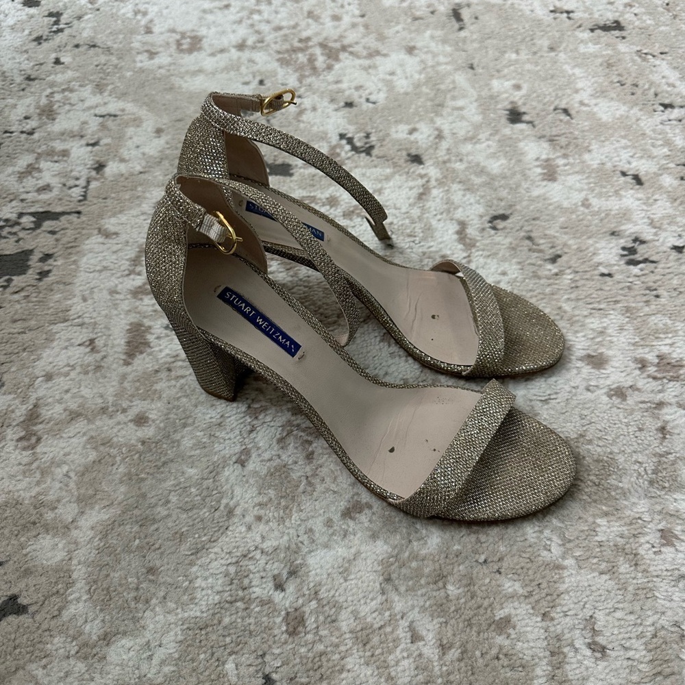 Stuart Weitzman Women's Nearly Nude Block Heel Sandals Size 11 - Picture 2 of 5